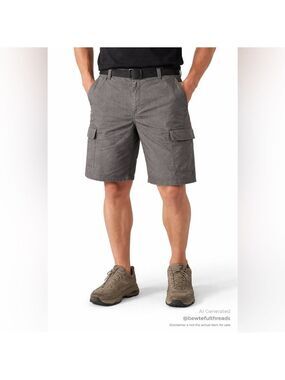 BC Clothing Men’s 40 Grey Stretch Cargo Shorts Elastic Waist Utility